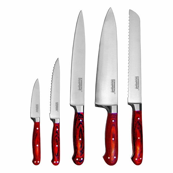 5-pc Kitchen Knife Set | Pakkawood Handle with Jagged End!!salesprice